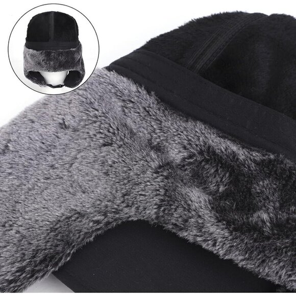 ⭐Men Trapper Hat Winter Russian Fur Hat Aviator Earflap Hat Windproof - Picture 8 of 8